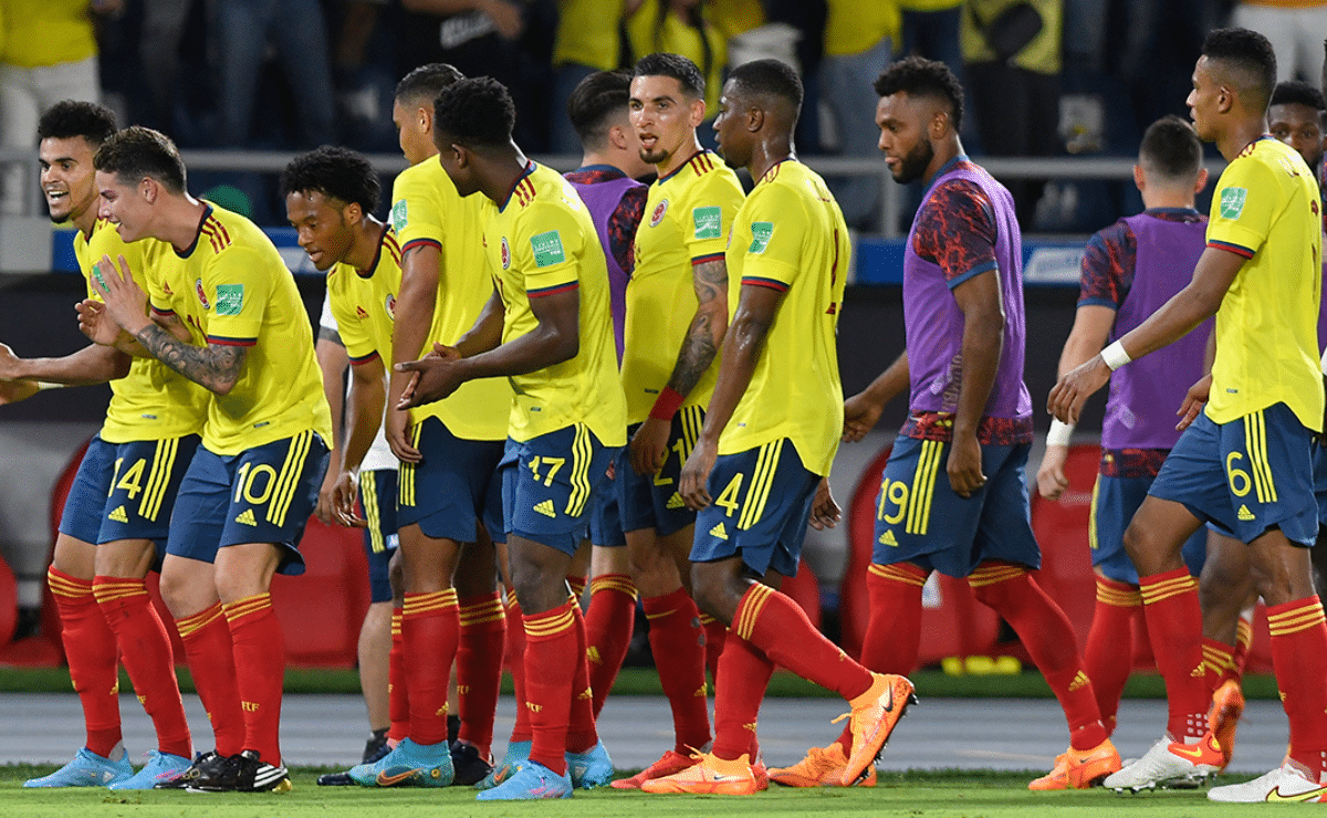 Selección Colombia celebra el gol de Luis Díaz.