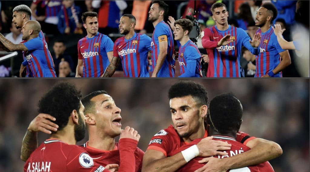 Collage plantel Barcelona y Liverpool. Foto: Getty Images/Barcelona.