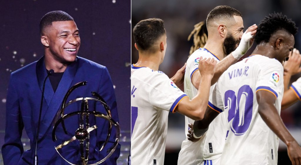 Collage Mbappé y Real Madrid. Foto: Ligue 1 y Real Madrid.