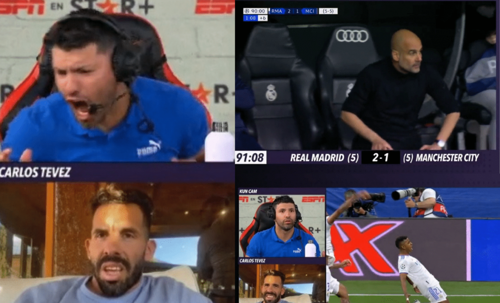 El 'Kun' Agüero reacciona al segundo gol del Real Madrid al City