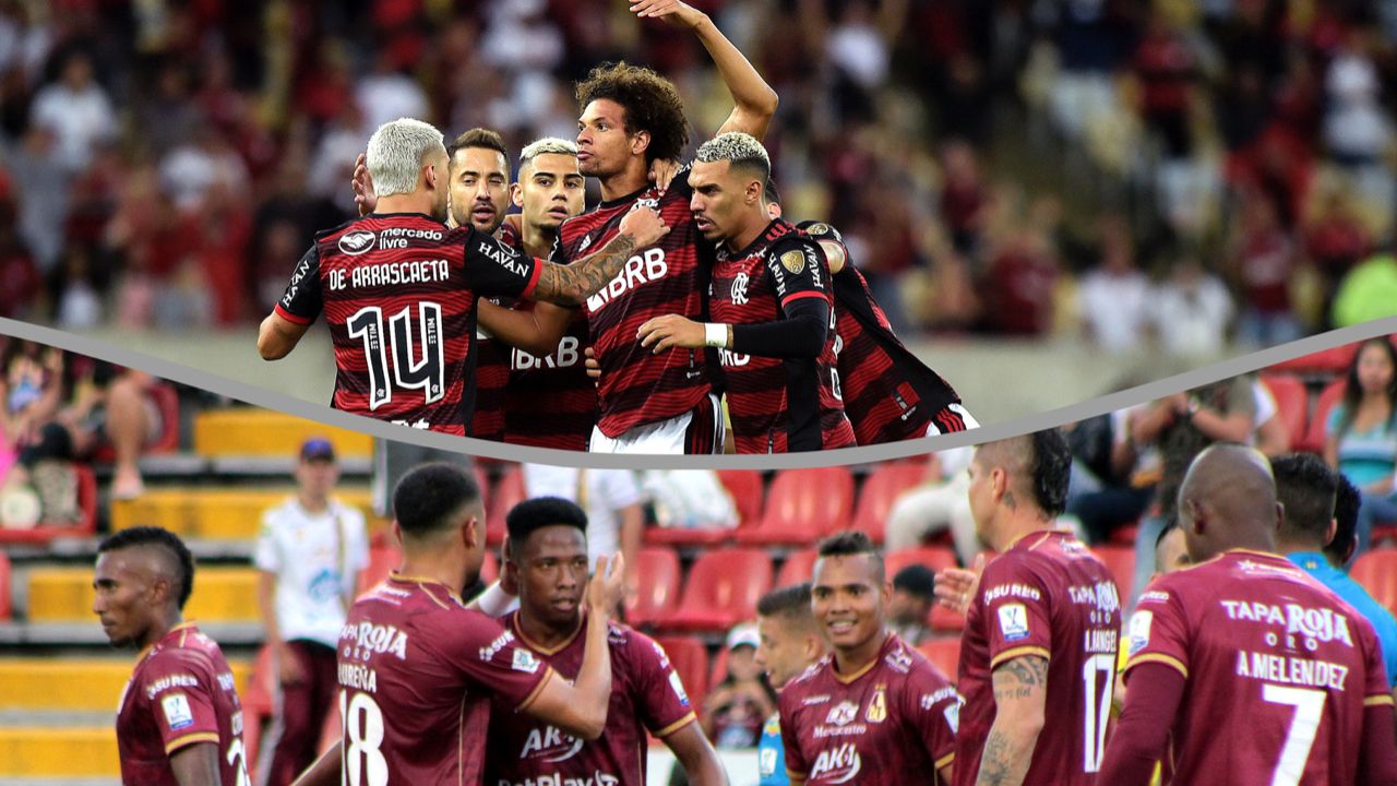 Collage plantel de Flamengo y Deportes Tolima. Foto: Getty Images / Dimayor.
