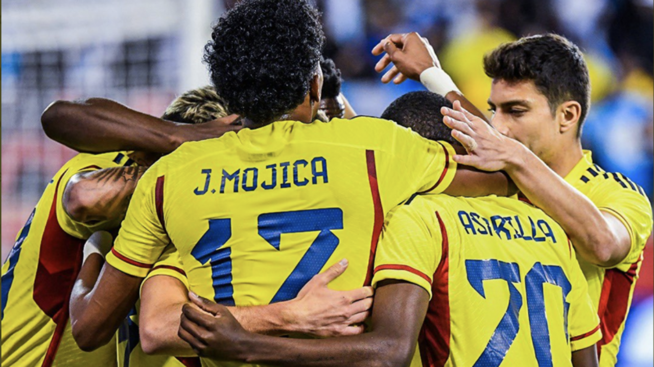 Celebración de gol de Colombia. Foto: FCF.
