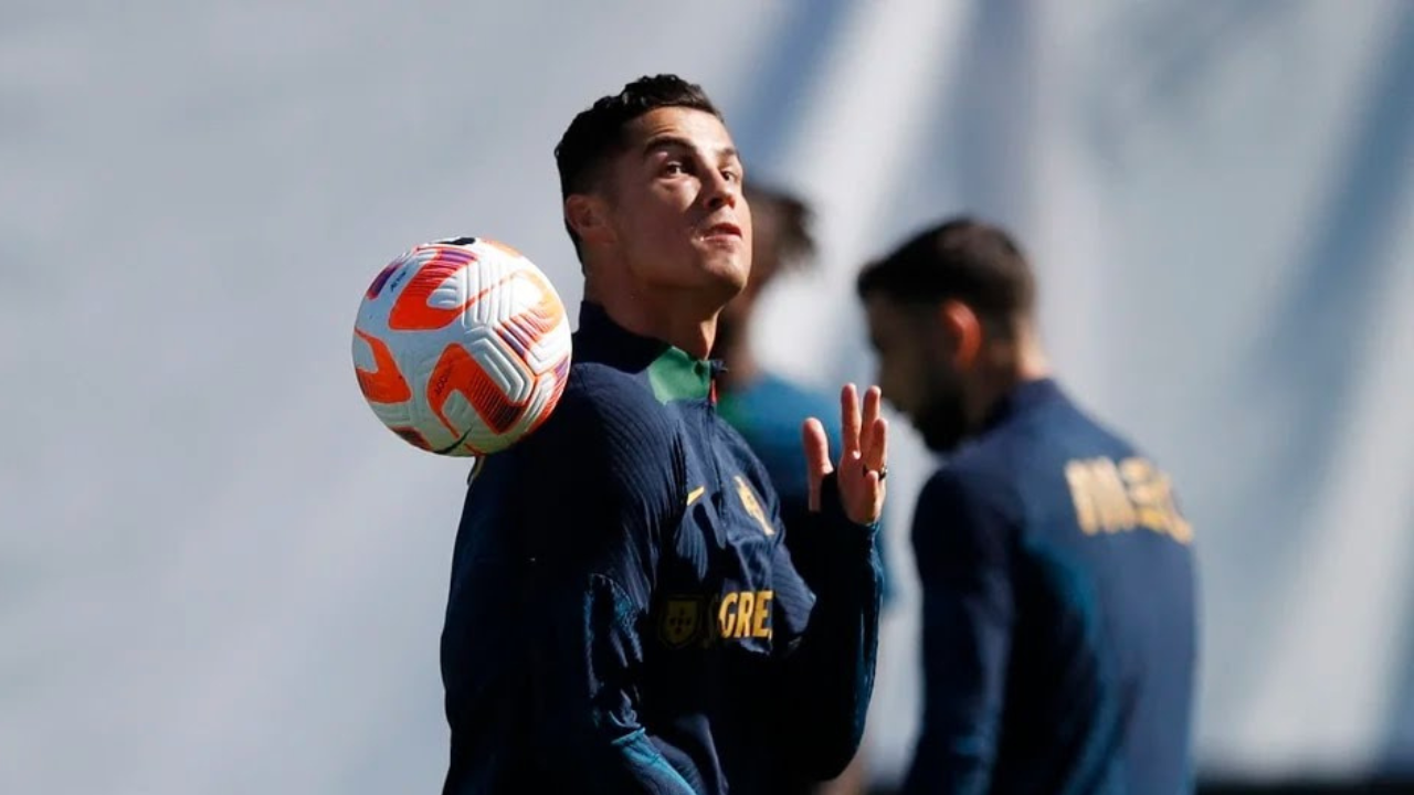 Cristiano Ronaldo en entrenamiento con Portugal