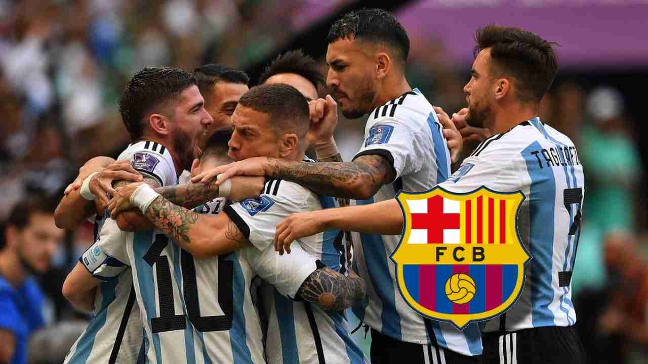 Selección argentina y escudo del FC Barcelona